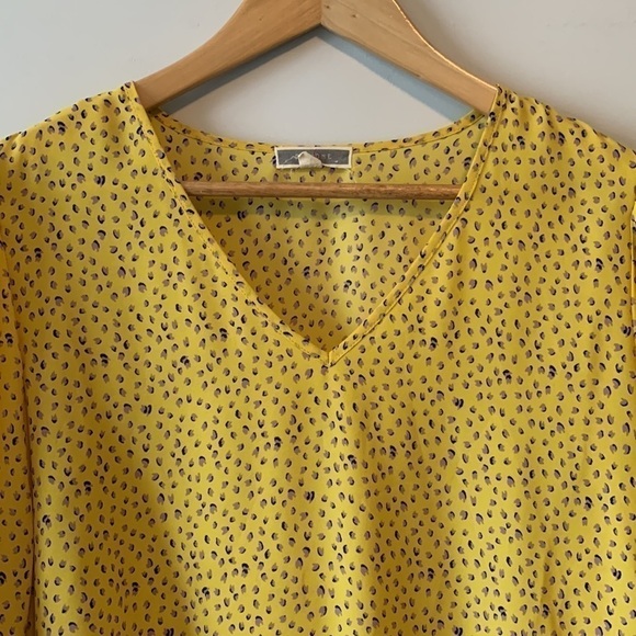 PLEIONE Boho Yellow & Lilac Long Sleeve Blouse Size Large - Picture 4 of 17